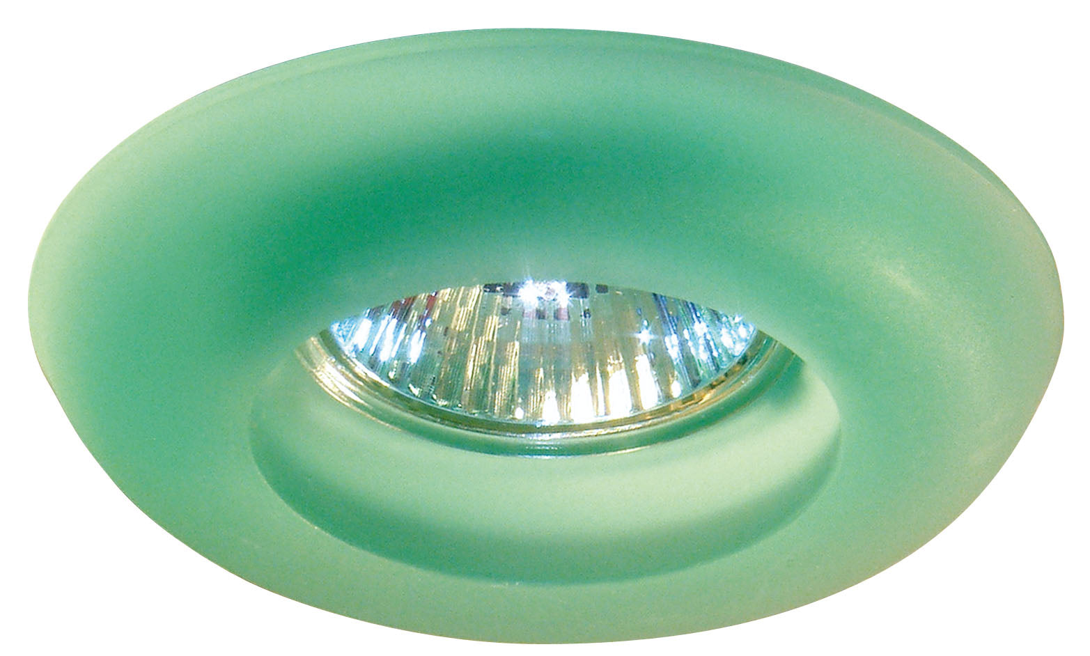 Faretto ad incasso con anello decorativo in vetro in diversi colori completo di lampadina alogena dicroica MR16