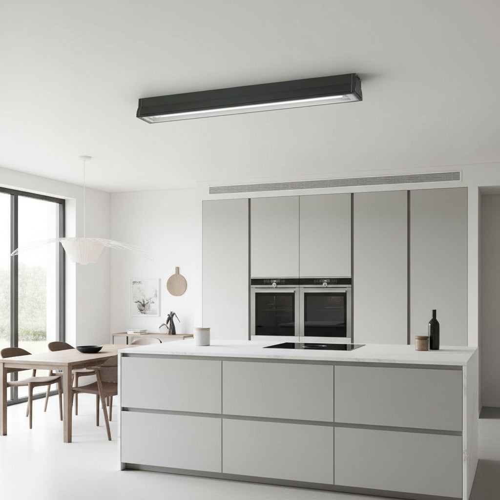 Plafoniera professionale per esterno ed interno in alluminio per Tubo 1XT5 led lungh. 1200 mm