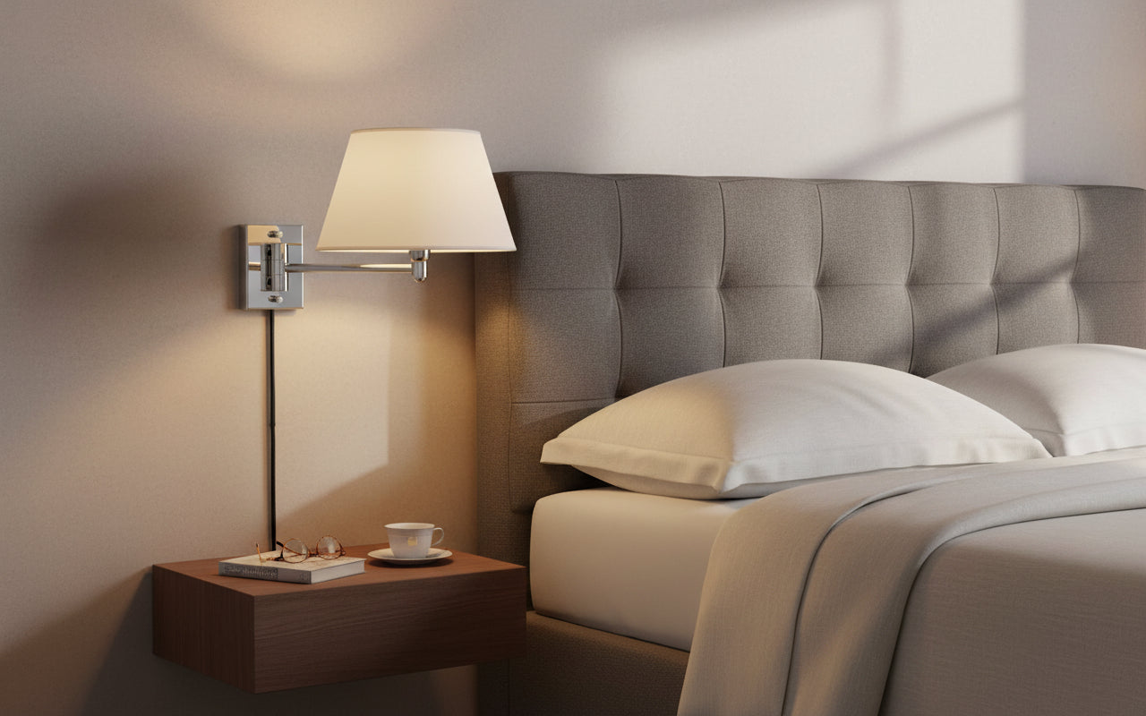 Lampada da parete braccio singolo  Ottone/Acciaio con paralume E27