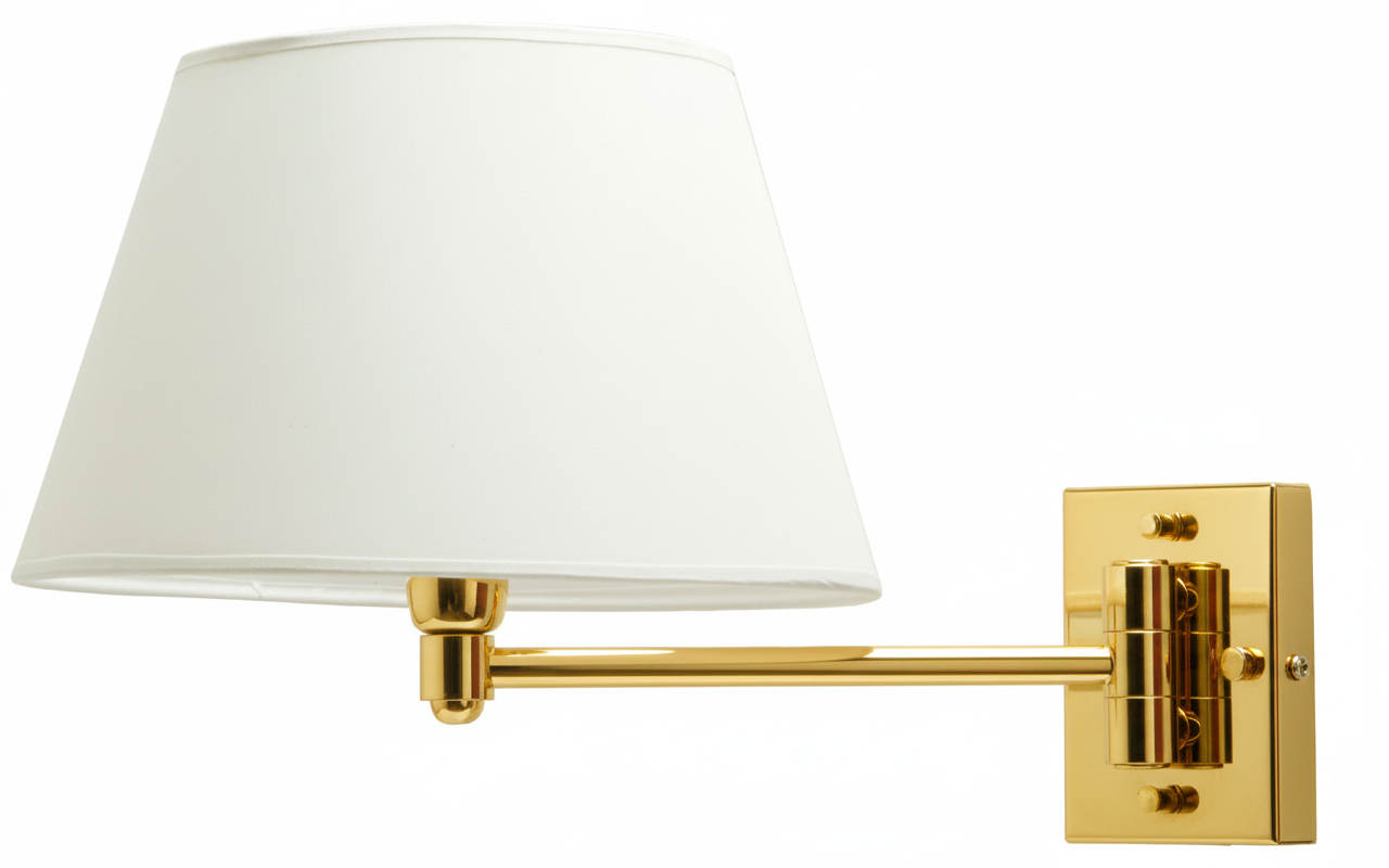 Lampada da parete braccio singolo  Ottone/Acciaio con paralume E27