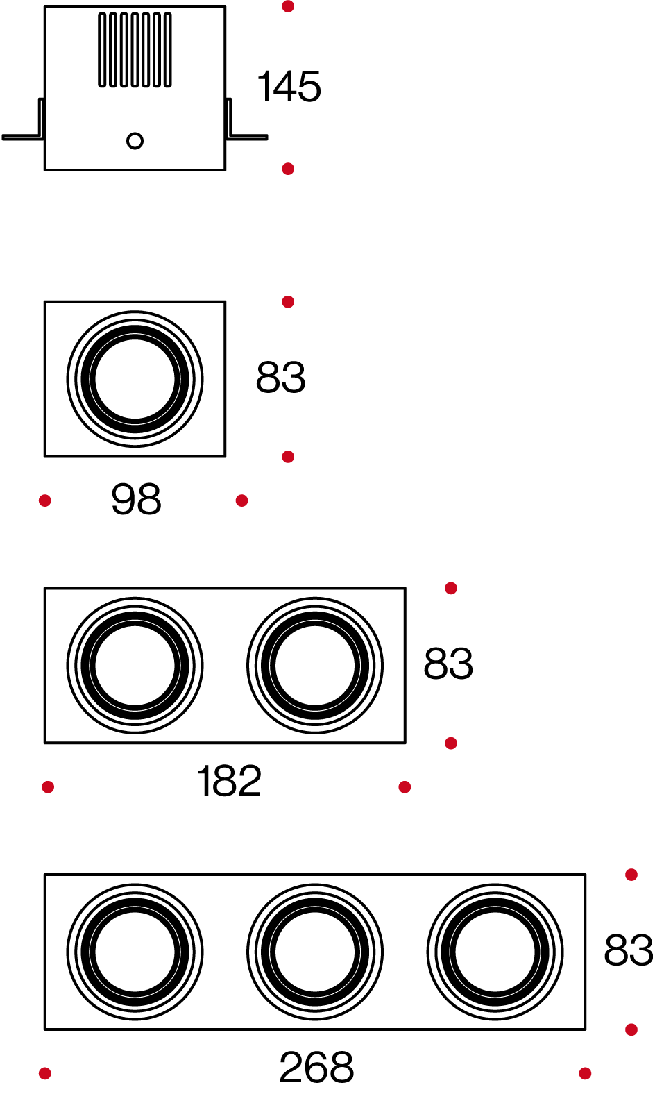 Faretto incasso 1 LUCE senza cornice da incasso applicazione in  contro soffitto per lampada MR16